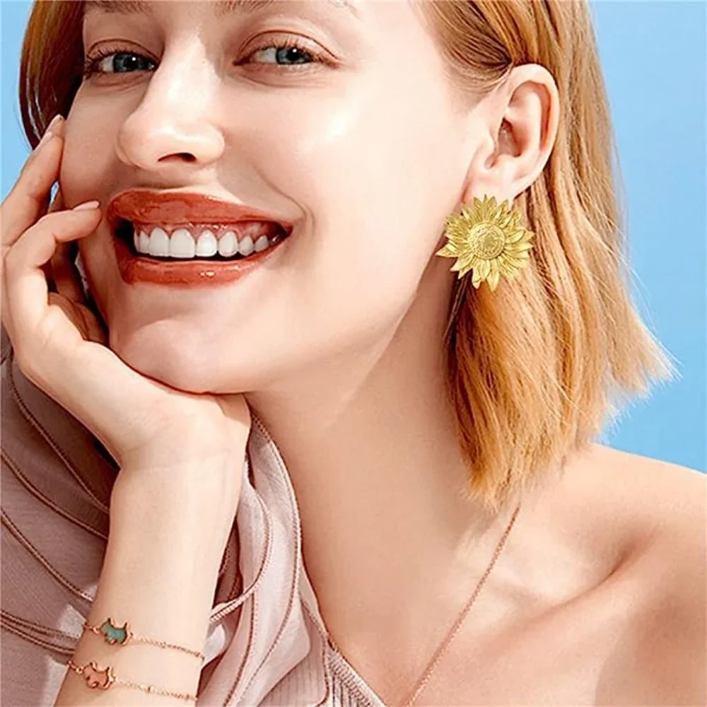 NEW! Golden Sunflower Statement Earrings